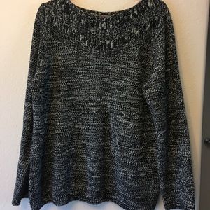 Croft & Barrow Women's Sweater Black Cable Trim Lg